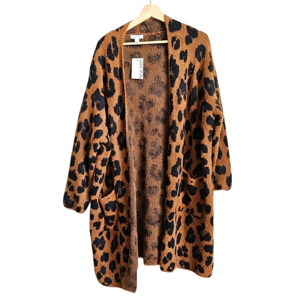 New Nine West Leopard Print Open Front Cardigan Sweater Size 2x - Picture 1 of 6